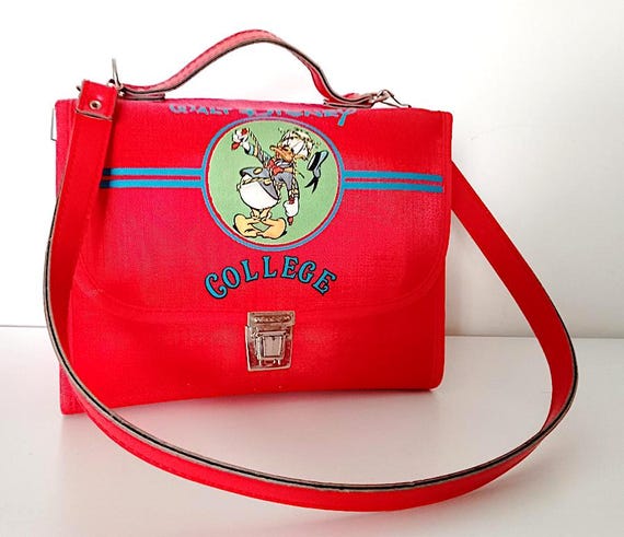 Paperino - Donald Duck Disney 80s Italy Lunch Bag Red Snack Bag Used Excellent Shoulder Bag