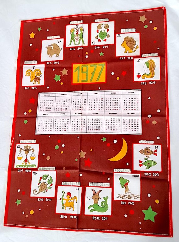 ZODIAC 1977 Italy tea towel kitchen towel cotton mint