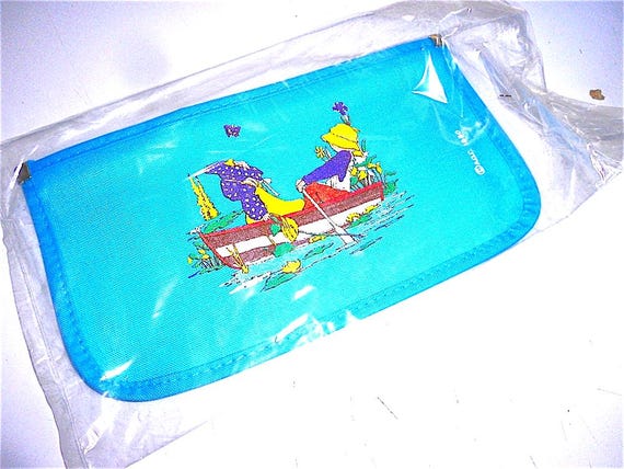 HOLLY HOBBIE 1980 Acg italy pencil wallet blue cotton mint - astuccio scuola nuovo blu splendido kawaii