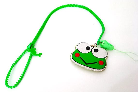 Kero Kero KEROPPI 2000s Sanrio Japan zip charm necklace green kawaii collana con pendente plastica carinissima