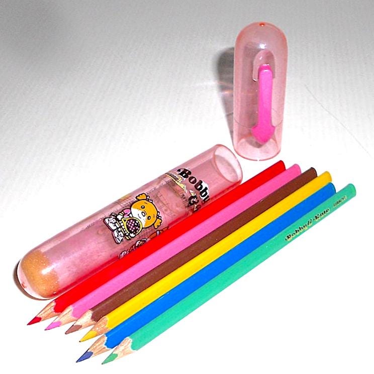 BOBBY & KATE 1981 ribbon Pencil Japan vintage mini color pencil set kawaii - rare mint mini colored pencil set