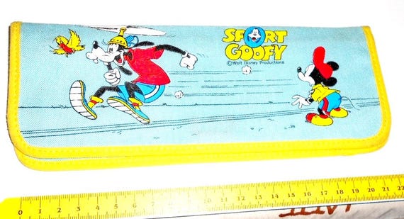 SPORT GOOFY 80s Walt Disney Italy Vintage School Pencil Wallet Blue - New Blue School Pencil Case
