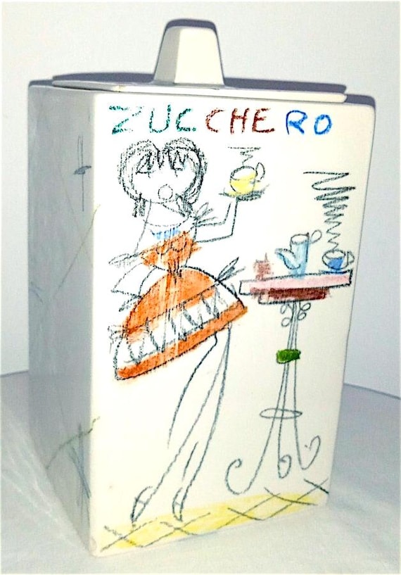 CERAMICHE di MILANO 60s Italy splendid maxi sugar bowl with lid delicious kawaii giant sugar bowl vintage