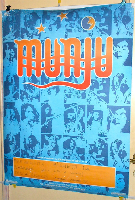 MUNJU progressive rock / krautrock - Napoli italy 70s original vintage maxi billboard poster  - manifesto gigante originale