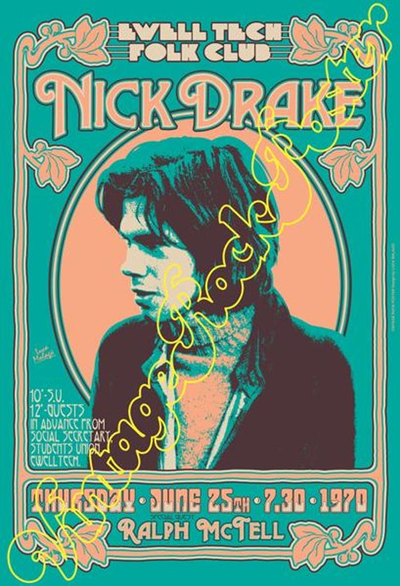 NICK DRAKE - Ewell, London, UK - 25 June 1970 - concert poster -1028