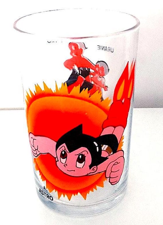 ASTROBOY - ATOM Osamu Tezuka 1984 france vintage promo glass - rare gadget glass