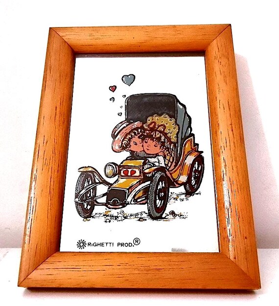 PAT  - 80s Righetti italy tiny decorative mirror frame Betsey Clark style - mini specchietto decorativo da parete quadretto