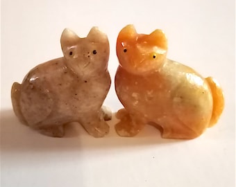 couple cats cats kittens in marble beautiful 80s figurines - marble cats duo