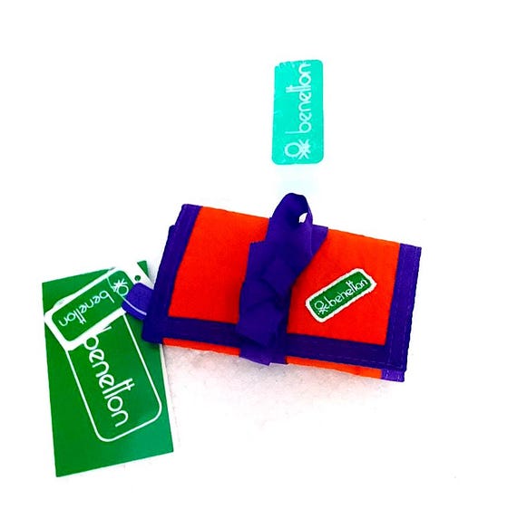 BENETTON 012 mini money wallet orange mint - portafoglio mini arancione e viola mai usato nuovo