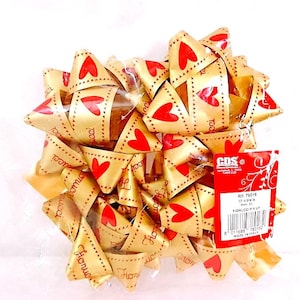 FIORUCCI 90s cartorama italia raro conjunto 4 estrellas de cinta navideña para paquete de regalo dorado - 4 lazos y rosetas para paquetes navideños dorados nuevo misb