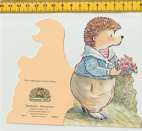 FOXWOOD TALES 1996 Brian Paterson uk greeting card - biglietto auguri - Willy Hedgehog Takes a walk
