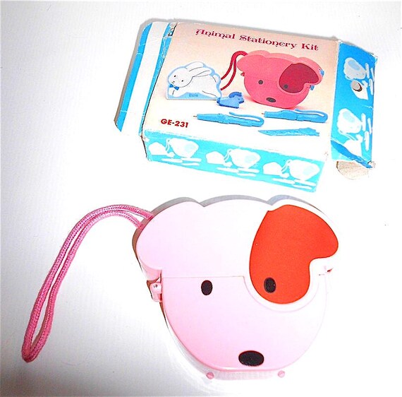 ANIMAL STATIONERY KIT 80s Taiwan super kawaii set scuola cuccioli in box