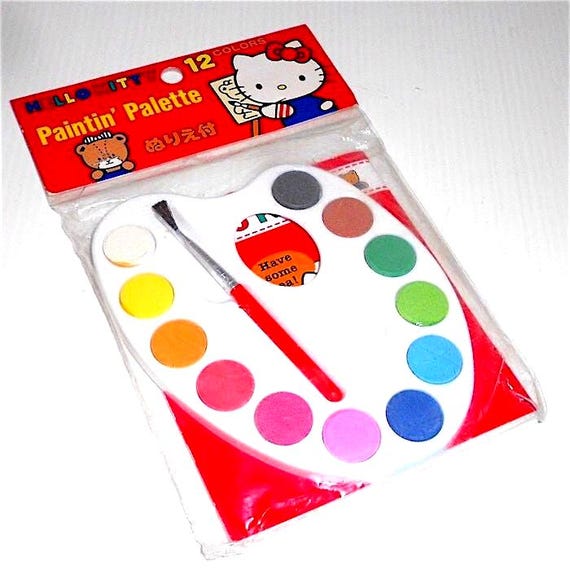 HELLO KITTY 1993 Sanrio Japan Vintage Paintin' Palette - mini misb watercolor drawing set