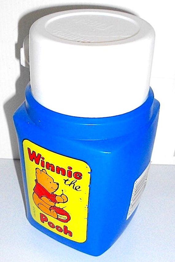 WINNIE THE POOH 90s Disney - Thermos Limited Uk - travel bottle - bottiglia termica in plastica nuova