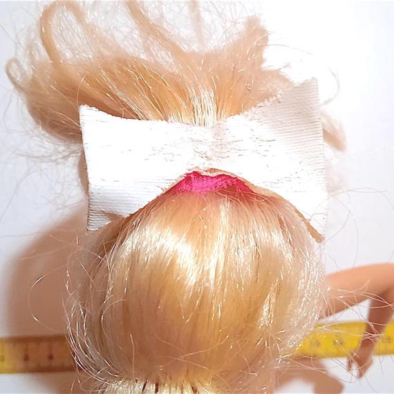 B366 - Barbie My First Fashion 1991 elastico per capelli rosa tulle con fiocco bianco