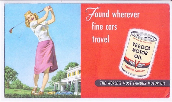 VEEDOL the world's most famous motor oil 40s Us - paper card advertising - original pin up advertising card William Medcaff