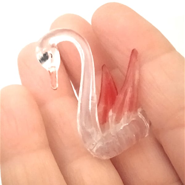 Tiny crystal plastic pink swan 70s italian gadget Kinder sorpresa Ferrero sorpresina rara