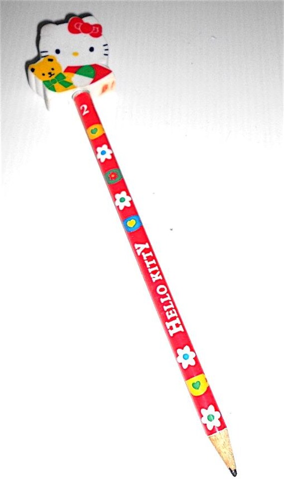 HELLO KITTY 1995 Sanrio Japan pencil with eraser top - pencil with kawaii eraser