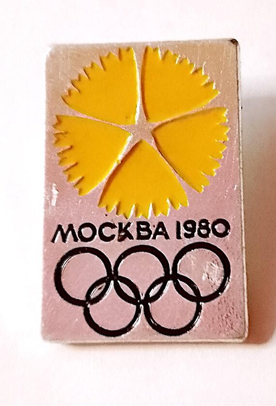 Olimpiadi 1980 Mosca Russia spilla sport memorabilia in metallo smaltato souvenir