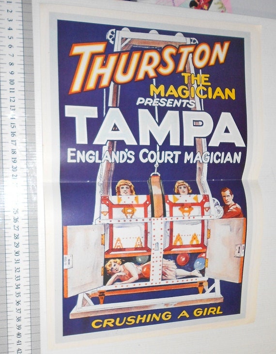THURSTON  magia mago magician 80s repro poster - riproduzione anastatica manifesto originale omaggio di un giornale  italiano