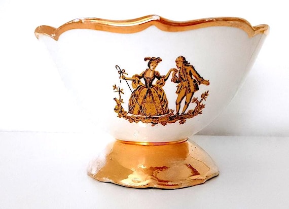 CAFFAREL buy Turin 50s candy holder bon bon chocolates vintage porcelain with gilding advertising