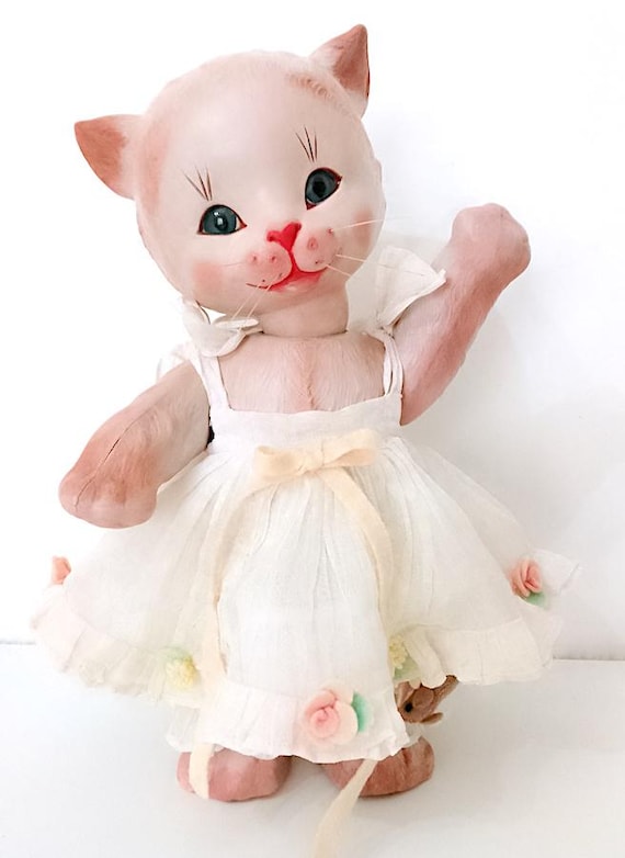 KITTY CAT - CAT 1938/40 Anili Lenci Torino Italy super rare celluloid cat doll with outfit - rare luxury celluloid doll with clothes