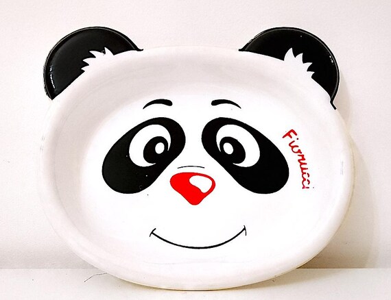 FIORUCCI 80s italy super rare tiny cup plastic plate panda saucer rare shaped kawaii