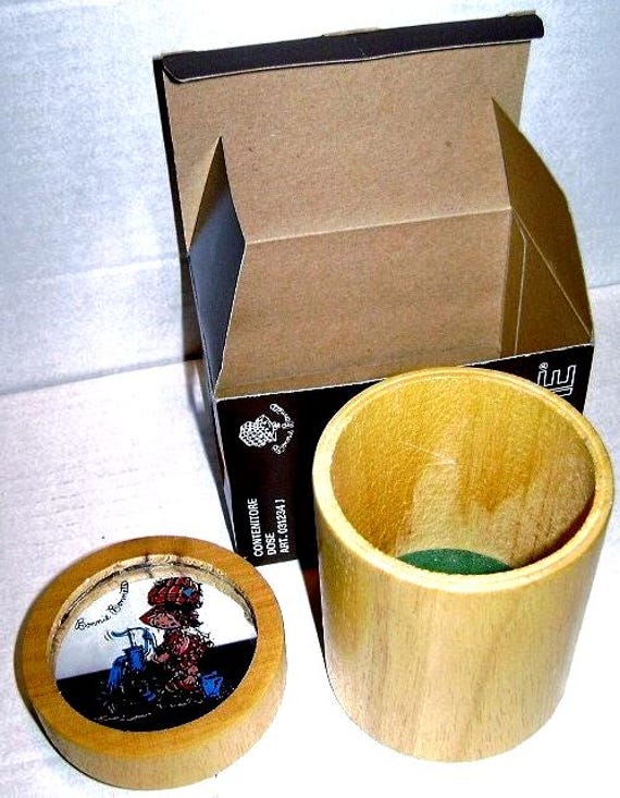 BONNIE BONNETS 70s Norex Simpatie italy wood pen stand box with mirror - pen holder wooden box with mirror mint