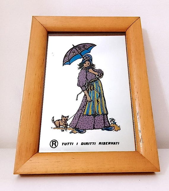 RIGHETTI  70s italy tiny decorative mirror frame  - mini specchietto decorativo da parete quadretto