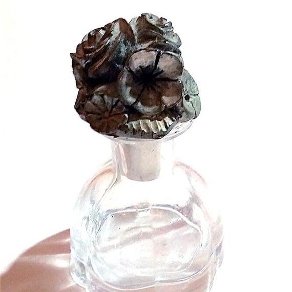 splendida bottiglia vintage in vetro e peltro anni 70 per profumo