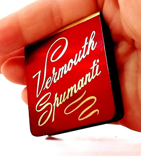 BENSO Vermouth Spumanti 40s Castagnole Lanze Asti italy gadget tin tag wine advertising rare - small advertising tin tag
