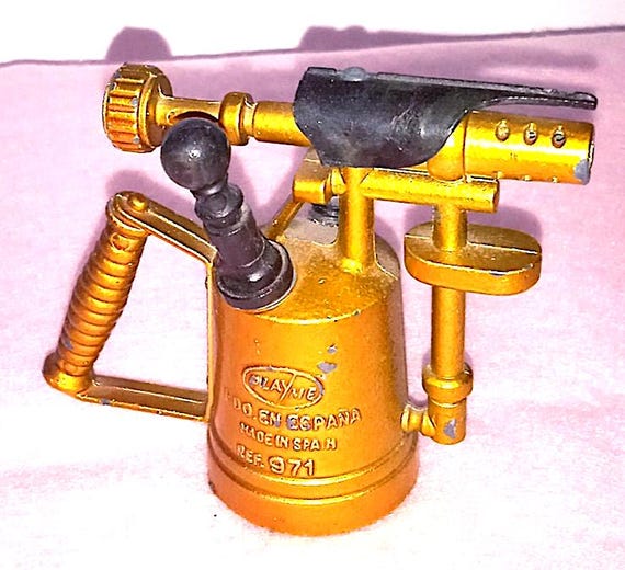 EXTINGUISHER - Fire extinguisher 70s Playme Spain golden die cast miniature sharpener - antique style miniature golden metal sharpener