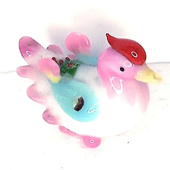 GALLINA - CHICKEN 80s murano italy beautiful glass paste miniature - glass paste miniature