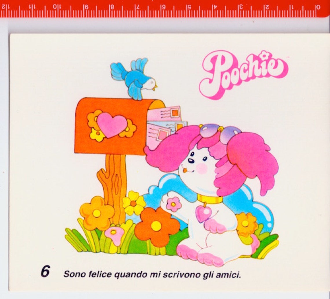 POOCHIE 80s Mattel italy numbered glossy card  cartina lucida image 0