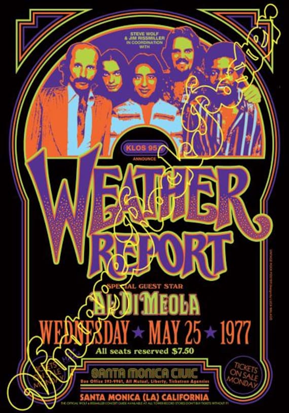 WEATHER REPORT ( Jaco Pastorius) + Al DiMeola - Santa Monica, us - 25 may 1977 - concert poster -1005