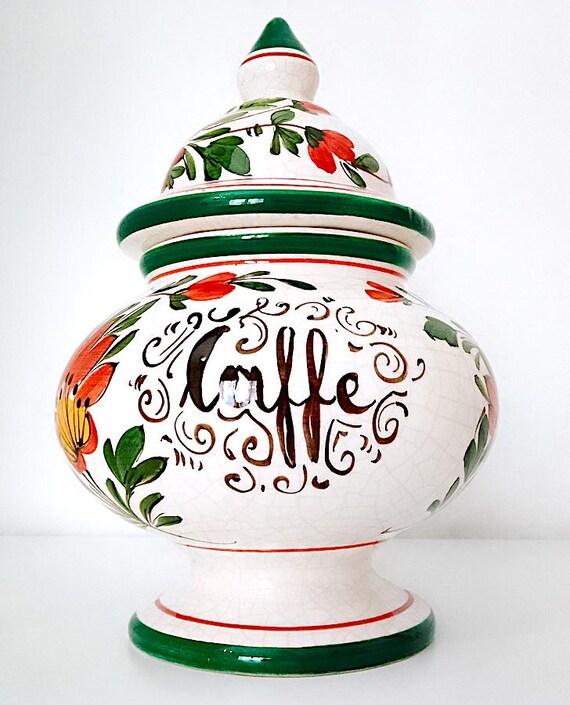 Marostica Aligone Italy 40s Majolica Ceramic Jar Caffè Splendide - pottery Coffè jar vintage rare signed