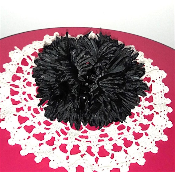 ISLA BONITA!!!! Big Black Hair Flower Decoration with Clip Directly from the 80's