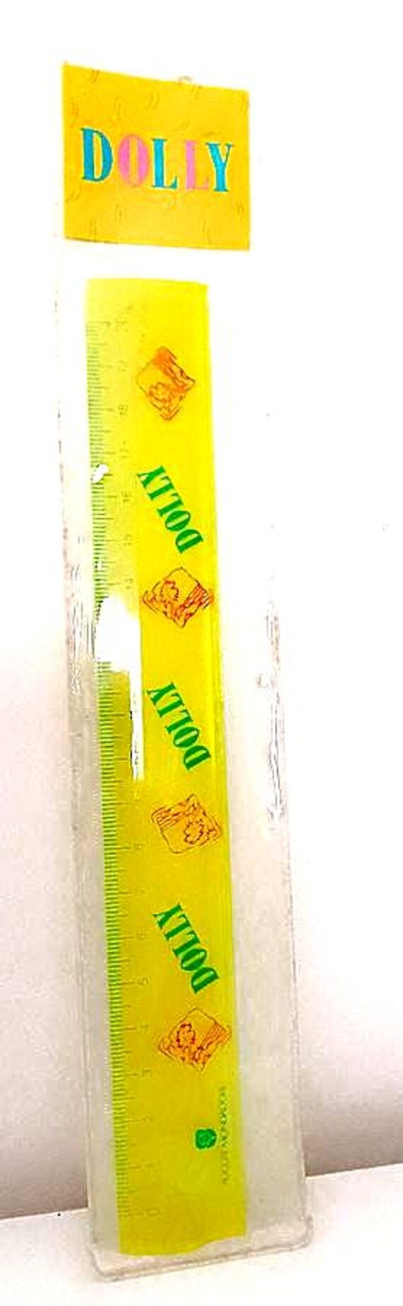 DOLLY 80s mondadori italy school ruler - plastic meter yellow kawaii mint preppy paninaro