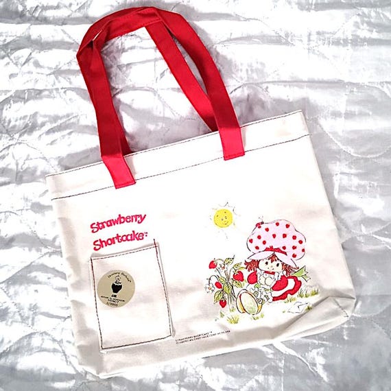 FRAGOLINA - STRAWBERRY SHORTCAKE 70s Mondadori italy beautiful vintage cotton bag mint - new cotton shopper bag
