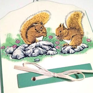 SCOIATTOLI - SQUIRRELS 90s italy wood memo board table - tavoletta da appendere porta notes appunti kawaii
