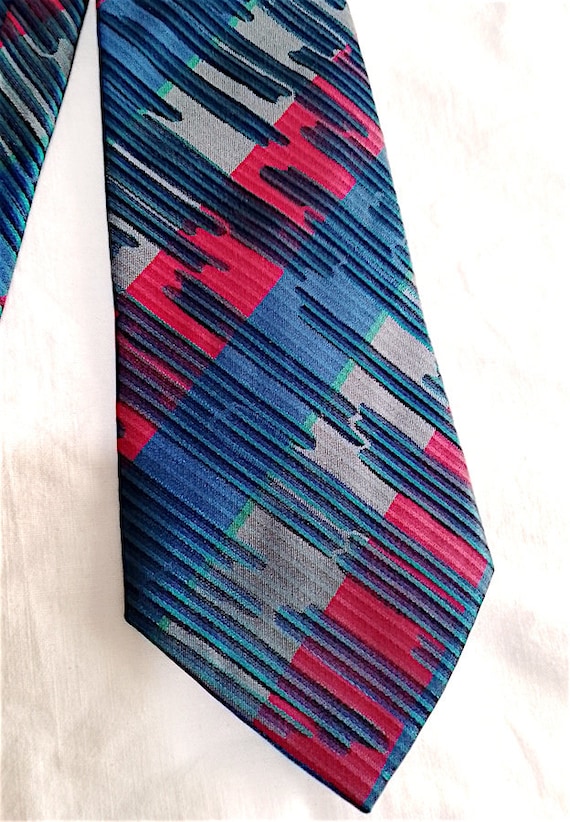 MISSONI 80s Italy splendid colorful tie original vintage silk Reginald stripes bizarre tie silk multicolor fashion