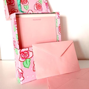 NAJ OLEARI 90s italy pink stationery letter set in maxi box 20 + 20 carta da lettere in scrigno mint