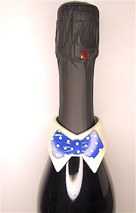 collare fiocco decorazione per bottiglia anni 80 super pop culture kawaii blu