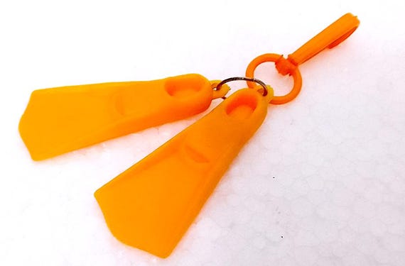 orange diving fins eraser rubber radiergummi orange fins 70s keychain keychain kawaii