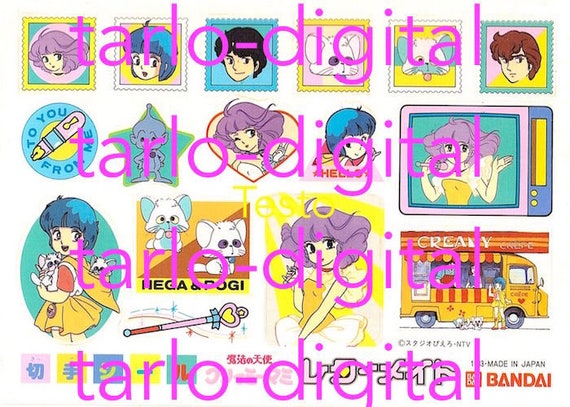 THE ENCHANTING CREAMY - Kurimi Mami 1983 sticker set vintage JPEG digital image for printing 700Kb