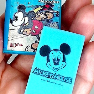 MICKEY MOUSE Magazine 80s Walt Disney book plastic eraser rubber radiergummi gomma gommina super kawaii blue