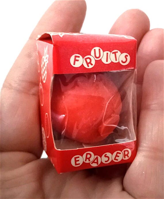 FRUITS ERASER 80s Japan radiergummi rubber eraser in box - apple