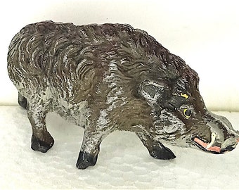 boar 60s Italy figurine for the Christmas nativity scene in satin plastic, excellent rare