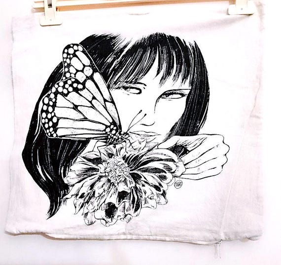VALENTINA by Guido Crepax 70s italy rarissima federa per cuscino quadrato in cotone splendida pillow case cotton buttefly