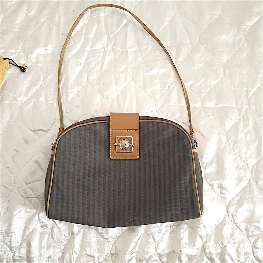 FENDI 70/80s Made in Italy Gorgeous Striped Clutch Shoulder Bag